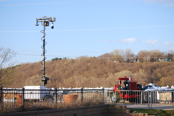 Falcon 3100 surveillance trailer overlooking river flood zone