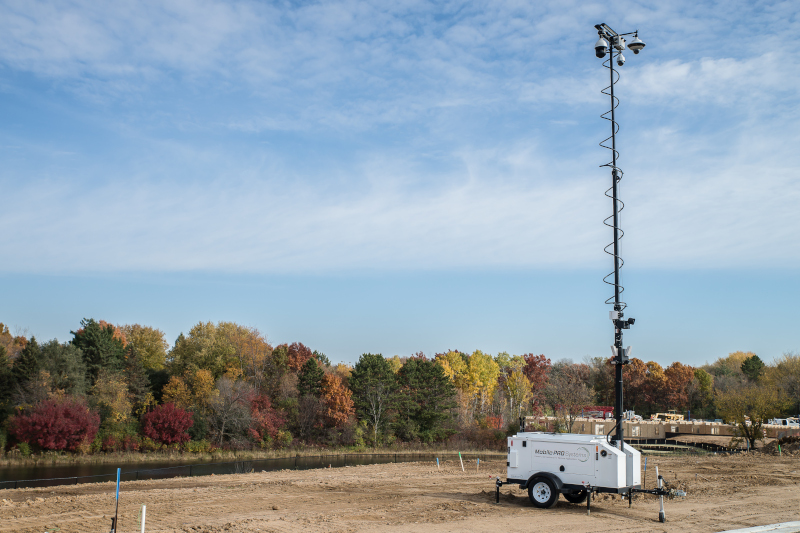 The Contractor 3400 stands guard 24/7 near a main entrance to a large residential construction site.