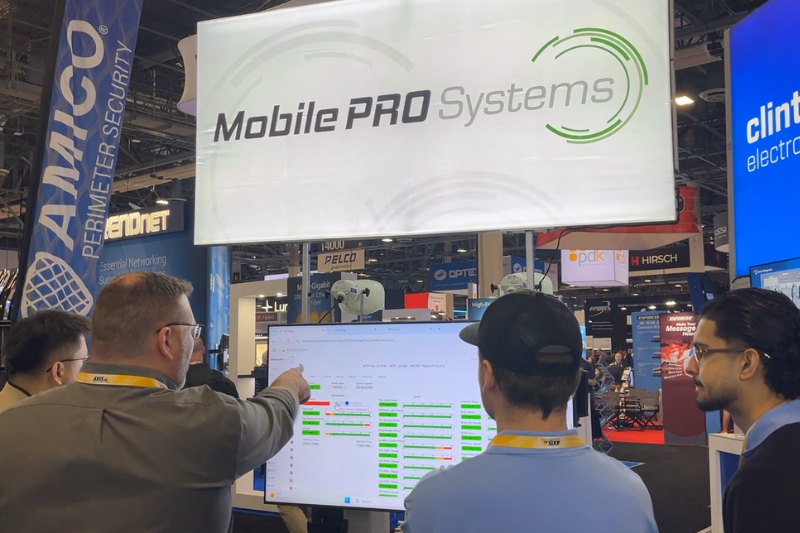 Mobile Pro Systems team members demonstrate the advanced MPStatus performance and control dashboard live on-screen at ISC West.