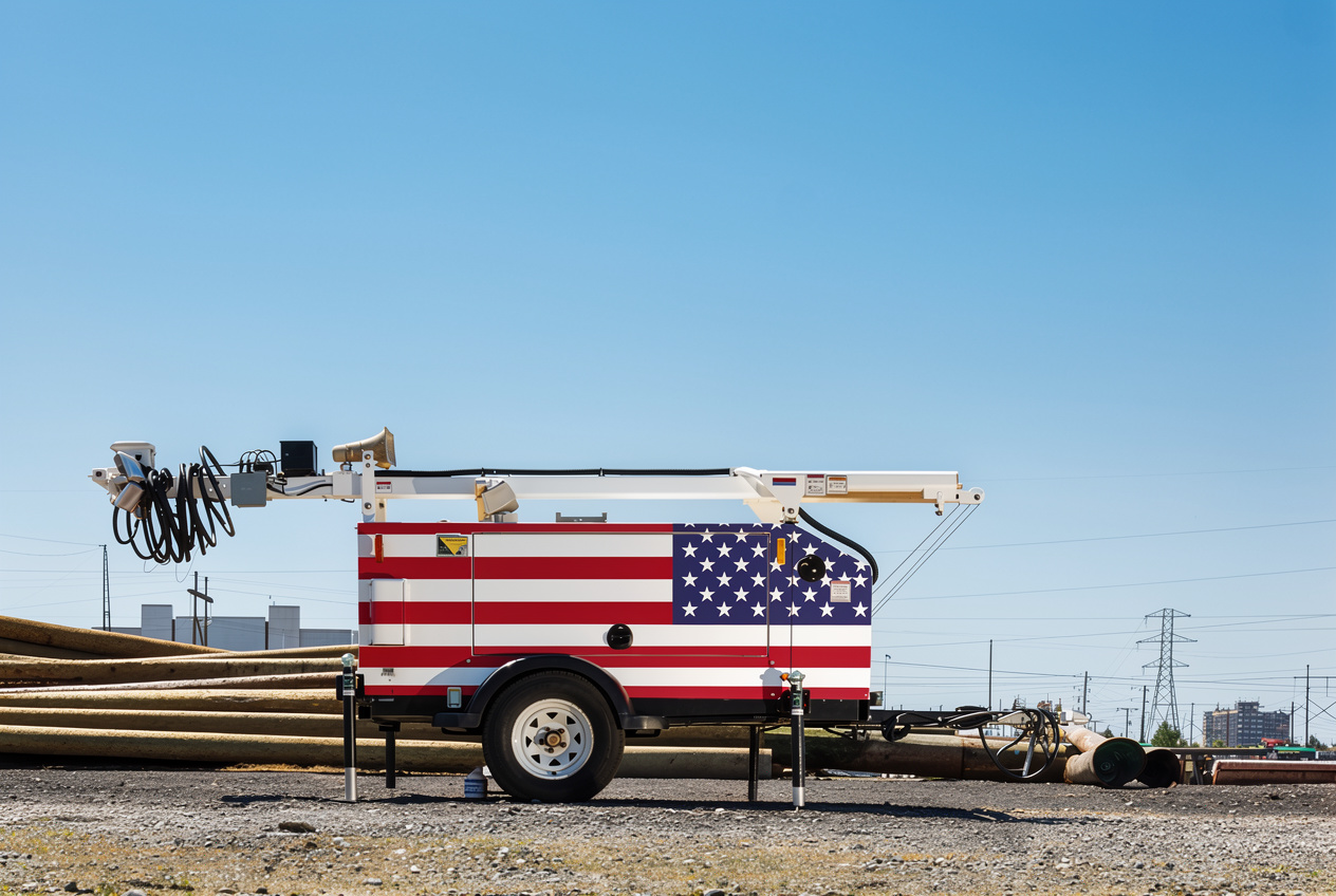 Mobile Pro Systems trailer with an American flag wrap