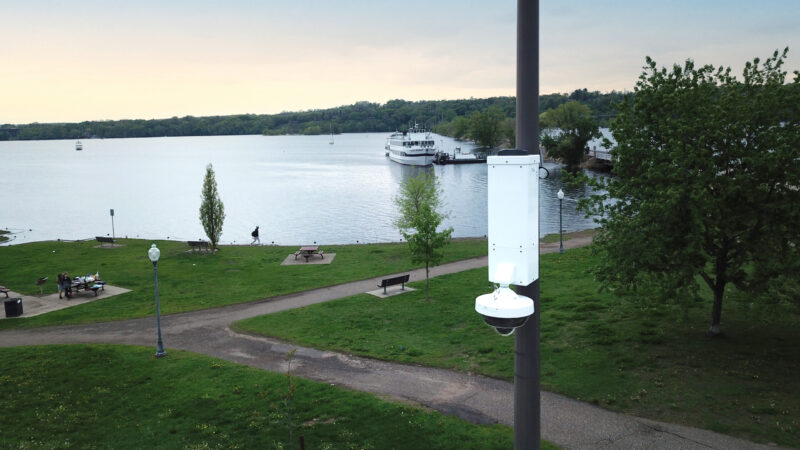 pole mounted security camera system installed